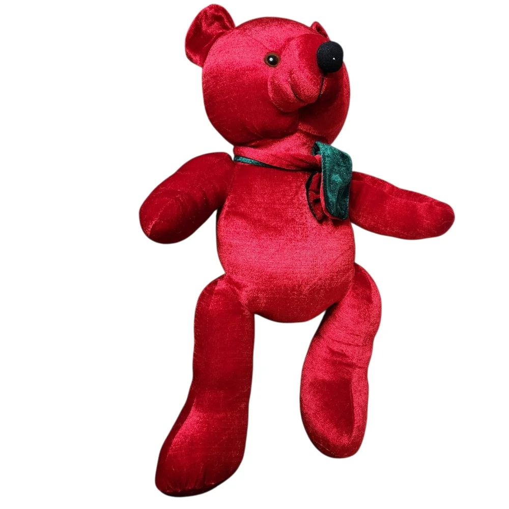 Bears two red & green soft shiny wearing colorful ties toys or gift